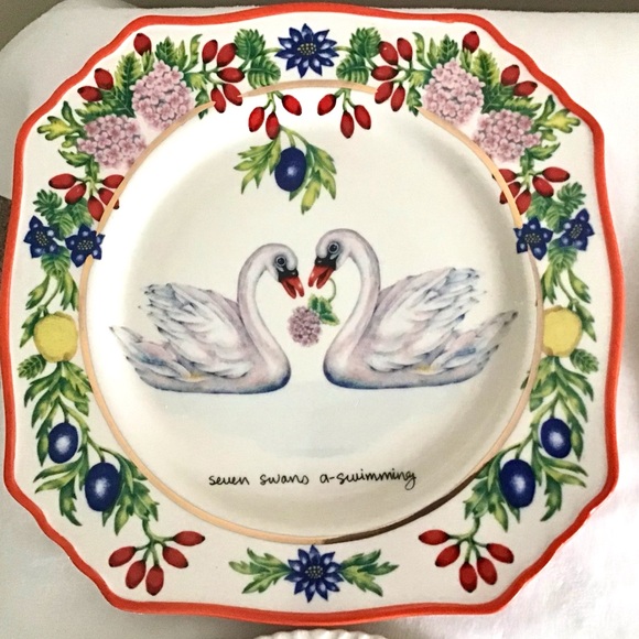 Anthropologie Lou Rota Handpainted Glazed Decaled Set of Four Plates New In Box - Picture 8 of 11